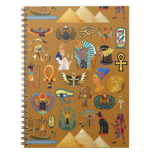 Caderno Espiral Hieroglifo Egípcio Antigo - Padrão Hieroglifo
