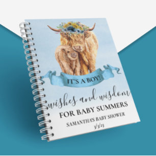 Caderno Espiral Highland Cow Deseja Sabedoria Blue Boy