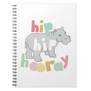 Caderno Espiral Hip Hip Hooray Cinza Hippo Desenhando Bela Arte An