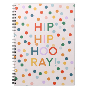 Caderno Espiral Hip Hip Hooray Festa de aniversário Congrats