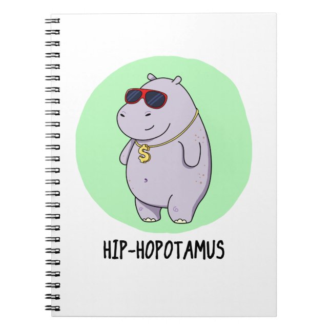 Caderno Espiral Hip-Hopotamus Piada de Hipopótamo Engraçada  (Frente)