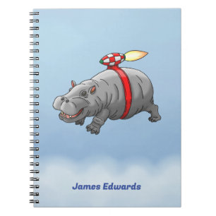 Caderno Espiral Hipopótamo Foguete