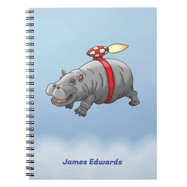Caderno Espiral Hipopótamo Foguete (Frente)