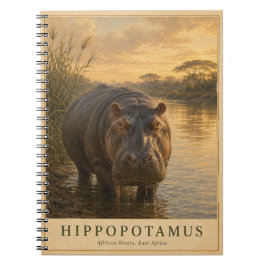 Caderno Espiral Hipopótamo Rios da África Oriental VINTAGE