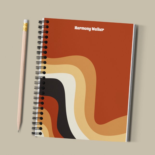 Caderno Espiral Hippie Laranja Queimado dos 70s Personalizado (Criador carregado)