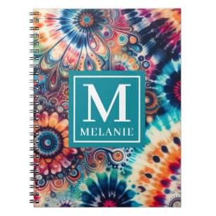 Caderno Espiral Hippie Retro Tie-Dye Monograma