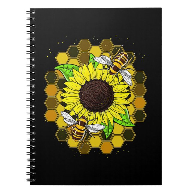 Caderno Espiral Hippie Sunflower Bees (Frente)