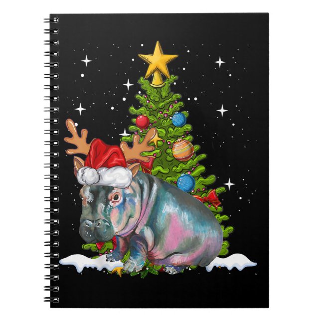 Caderno Espiral Hippo Fiona Árvore de Natal Hippopotamus (Frente)