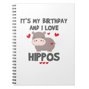 Caderno Espiral Hippo Lover É o meu aniversário e eu adoro Hippos