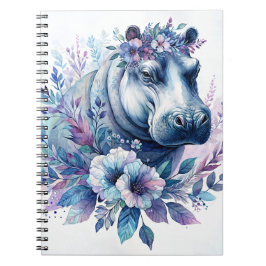 Caderno Espiral Hippo Watercolor Arte Floral
