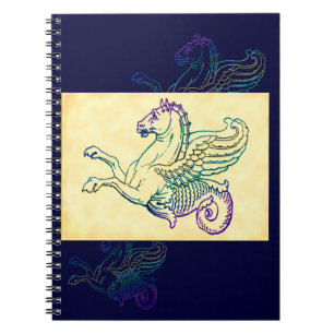 Caderno Espiral Hippocampus, Arte Vintage, Cavalo do Mar Mito