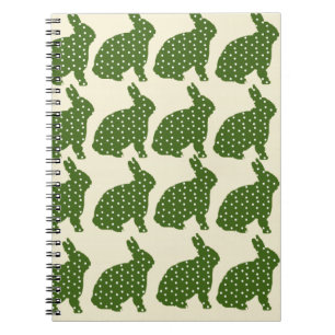 Caderno Espiral Hipster na moda de bunnies legal verdes
