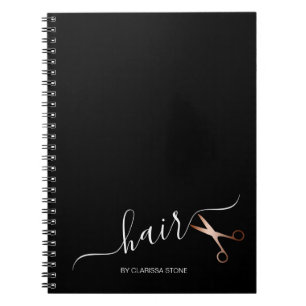 Caderno Espiral Hirestilista de tesouras de ouro rosa