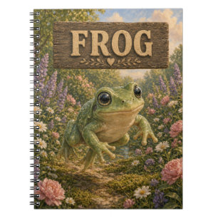 Caderno Espiral História de Bebê Sapo Fofo Jardim Animal