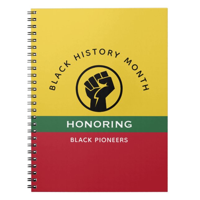 Caderno Espiral História Negra Mês Curva Texto Afro-Americano (Frente)