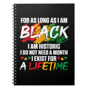 Caderno Espiral História Negra Mês Por enquanto eu for Negra
