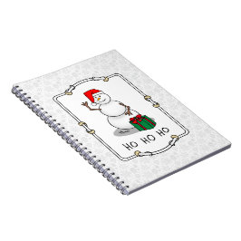 Caderno Espiral Ho Ho Feliz Papais noeis de Natal Bonito Snowman