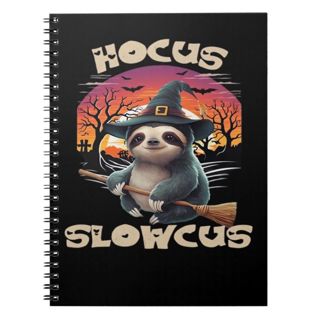 Caderno Espiral Hocus Slowcus Sloth amantes do vestido de Hallowee (Frente)