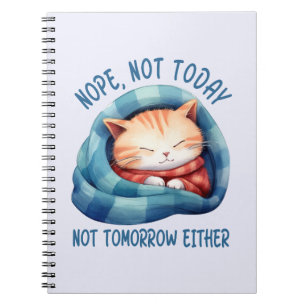 Caderno Espiral Hoje Não, Não Amanhã - Apresentado Humor Gato