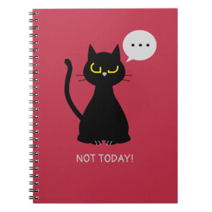 Caderno Espiral HOJE NÃO! Notebook Gato Preto Grumpy
