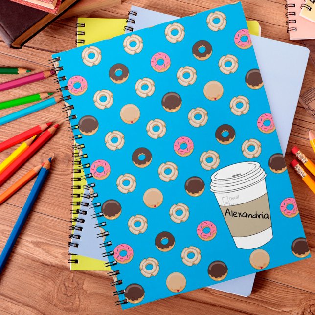 Caderno Espiral Holey Doughnut Custom Coffee Cup (Criador carregado)