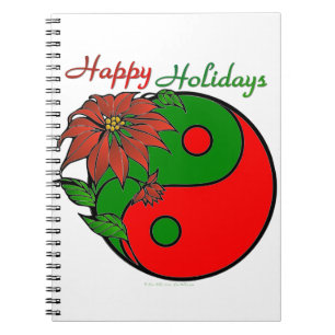 Caderno Espiral Holiday Yin Yang Poinsettia Green Red