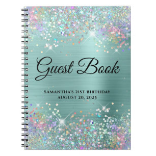 Caderno Espiral Holo Glitter Pale Turquoise 21 Dia da rua Guestboo