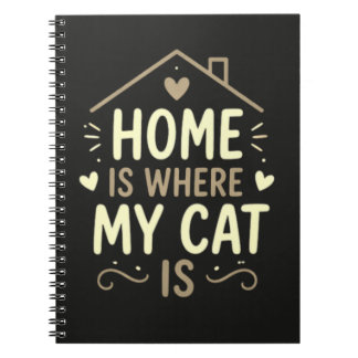 Caderno Espiral Home Is Where My Cat Is Cozy Cat Lover Quote