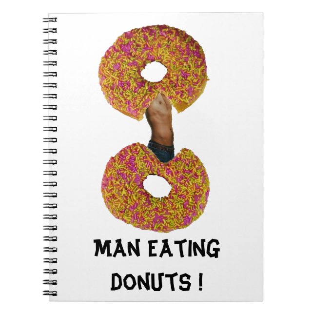 Caderno Espiral Homem Comendo Donuts ! (Frente)