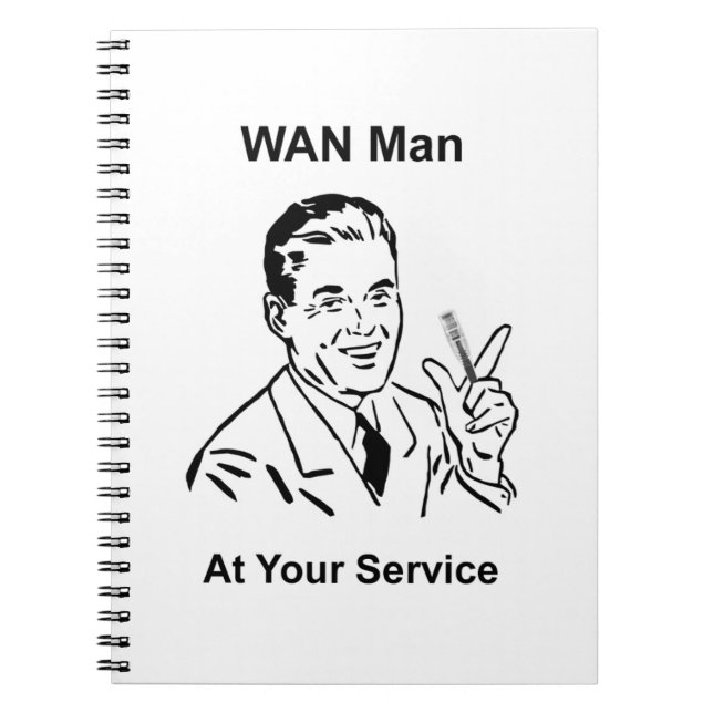 Caderno Espiral Homem da WAN ao Seu Serviço Retro Tech (Frente)