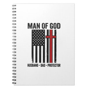 Caderno Espiral Homem de Deus Cruz Patriótica Camisa Cristã Design