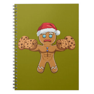 Caderno Espiral Homem de gengibre engraçado rasgado Natal