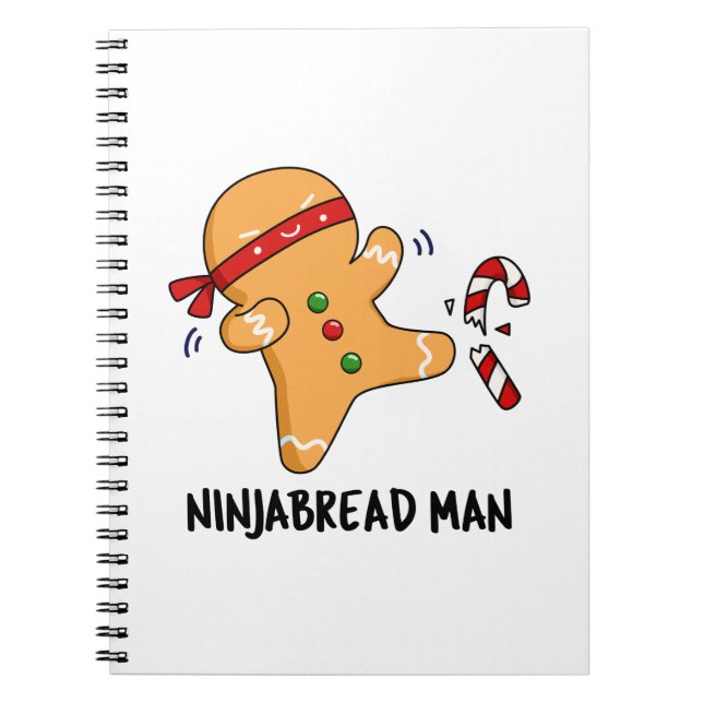 Caderno Espiral Homem de Ninjabread Piada de Pão de Gengibre Engra (Frente)