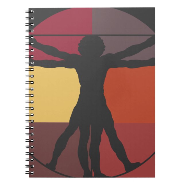 Caderno Espiral Homem de Vitruvian do bloco da cor (Frente)