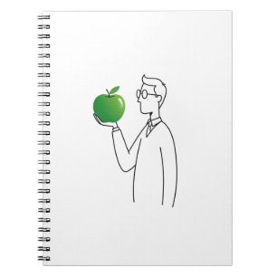 Caderno Espiral Homem Minimalista com Núcleo de Ilustração de Maçã