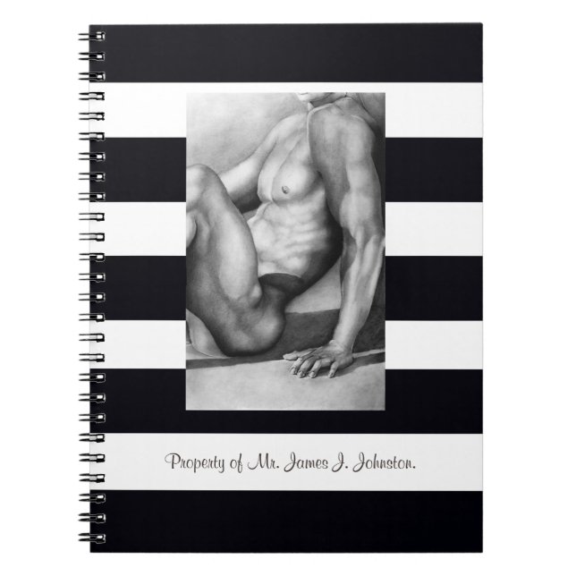 Caderno Espiral Homem Perfeito Peito e Tronco Esboço a Carvão de A (Frente)