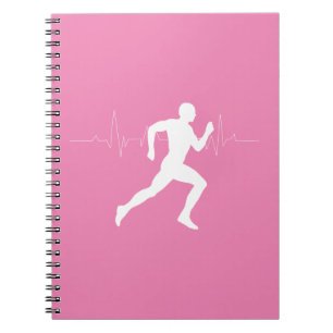 Caderno Espiral Homem Runners Silhouette em Fundo Rosa