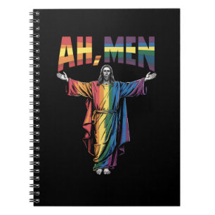 Caderno Espiral Homens Engraçados LGBT Orgulho gay Jesus Cristão
