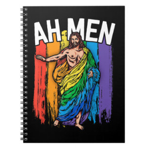 Caderno Espiral Homens Gay Jesus Camisa LGBTQ Camisas Engraçadas O
