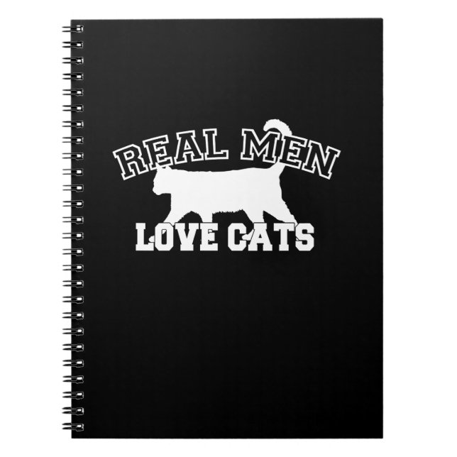 Caderno Espiral Homens Reais Adoram Gatos De Silhueta Branca (Frente)