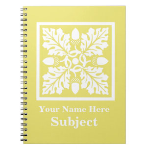 Caderno Espiral Honeysuckle Acorn e Leaf Azulejo