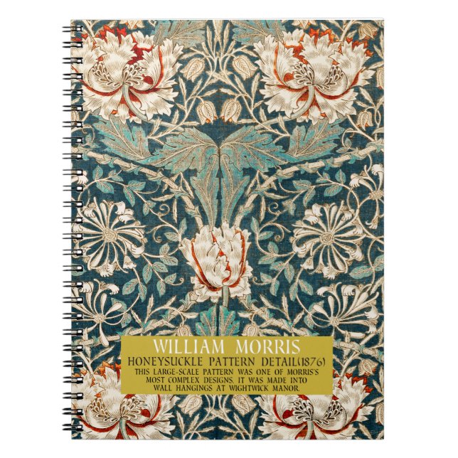 Caderno Espiral Honeysuckle Pattern - Design de William Morris (Frente)