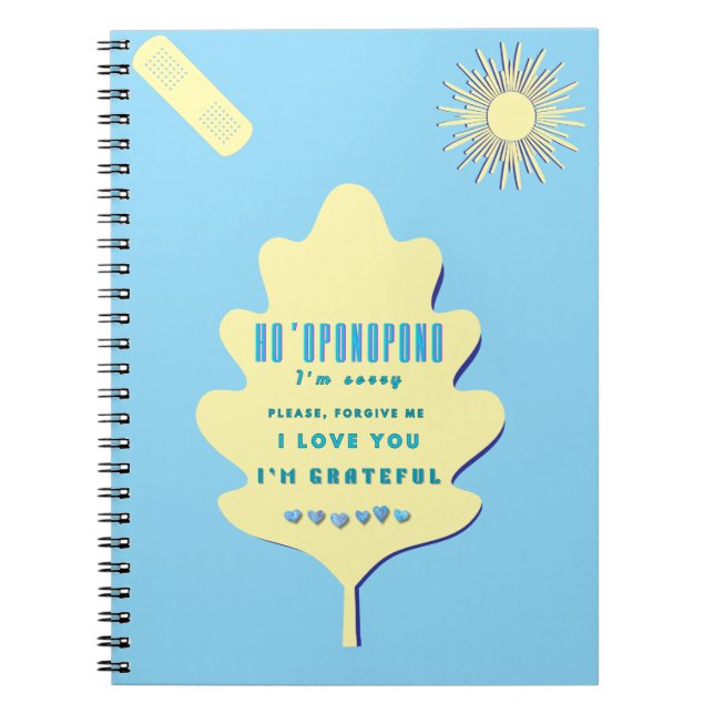 Caderno Espiral Ho'oponopono Healing Mantra - Azul Claro Espiritua (Frente)