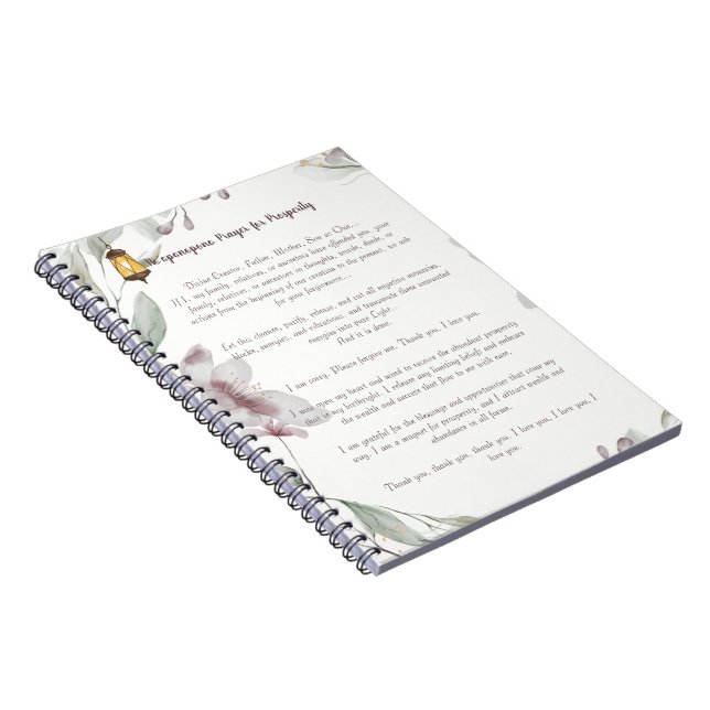 Caderno Espiral Ho'oponopono Prayer para a Prosperidade (Lado Direito)