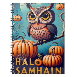 Caderno Espiral Hoots Owl e Pumpkin Halloween