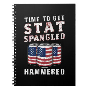 Caderno Espiral Hora de ficar bêbado com martelo estrelado cerveja