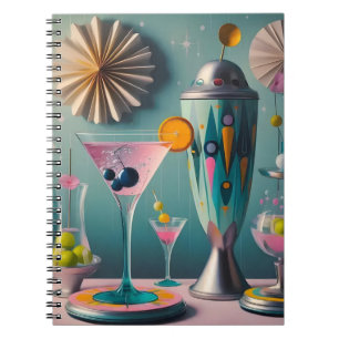 Caderno Espiral Hora do Cocktail Futurístico do meio século