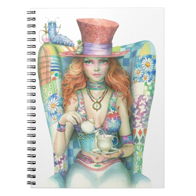 Caderno Espiral Hora para o chá, Hatter louco (Frente)