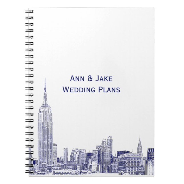 Caderno Espiral Horizonte de NYC Gravado 01 Azul (Frente)