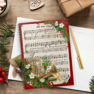 Caderno Espiral Horno Francês com Vintage Sheet Music Natal